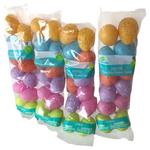 Lot of 4 Way to Celebrate Multicolor Speckle Fillable Easter Eggs 12 Count Each - Picture 1 of 6